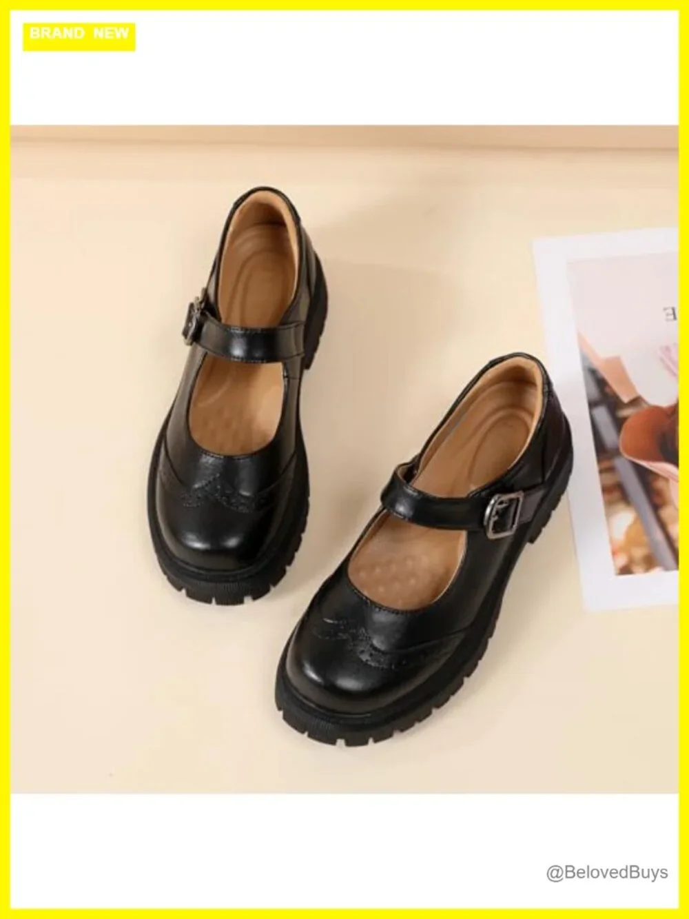 Chunky Mary Jane Platform Flats - Non Slip School Shoes with Adjustable Buckle